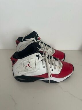 Jordan Kids' White, Red & Black Mid-Top Basketball Sneakers
